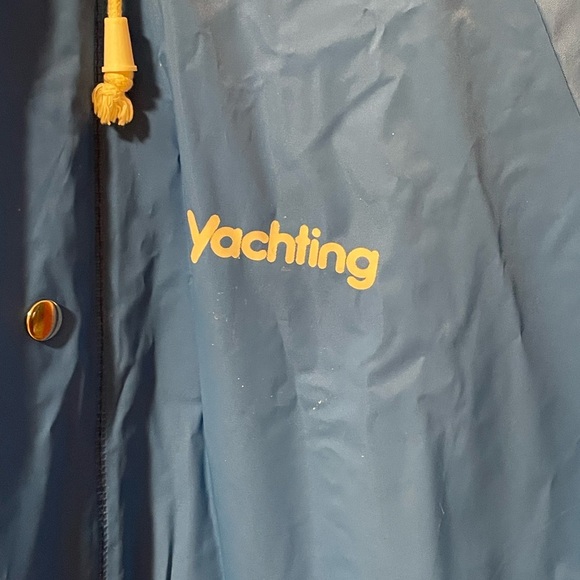 Retro Blue Yachting PVC Rain Jacket O/S - Picture 2 of 14